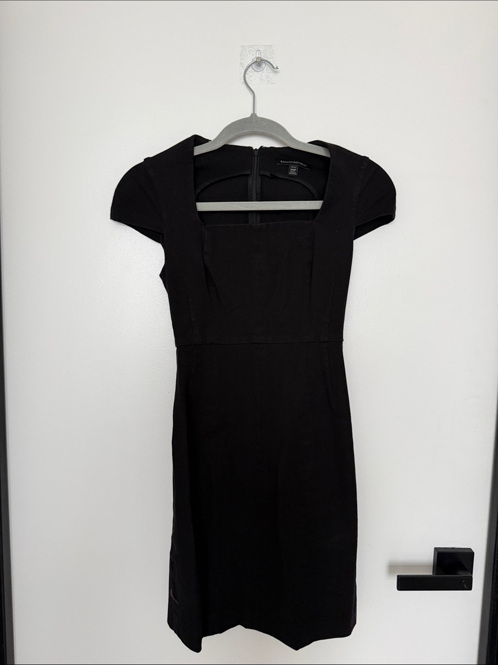 Banana Republic Black Square-Neck Cap Sleeve Midi Dress